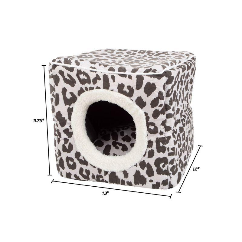 Cat House - Indoor Bed with Removable Foam Cushion - Cat Cave for Puppies, Rabbits, Guinea Pigs, and Other Small Animals by PETMAKER (Animal Print)