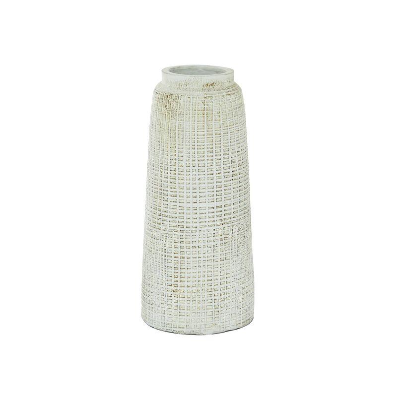 17" x 7.5" Terracotta Vase White - Olivia & May: Coastal Style, Indoor Ceramic, Round Amphora