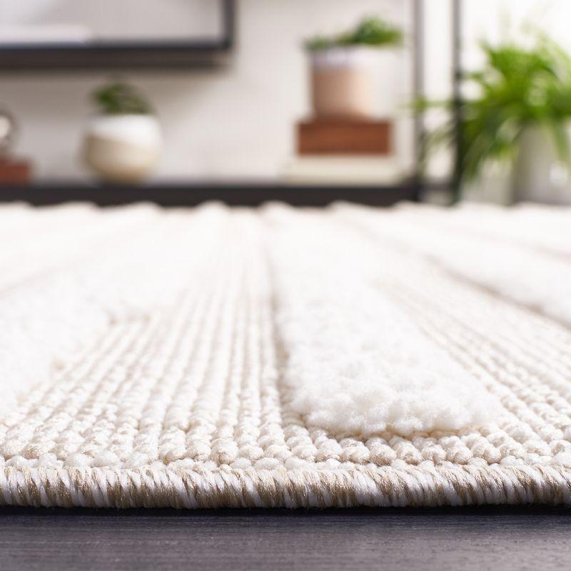 Ivory Geometric Flat-Woven Synthetic Rug - 5'3" x 7'6"