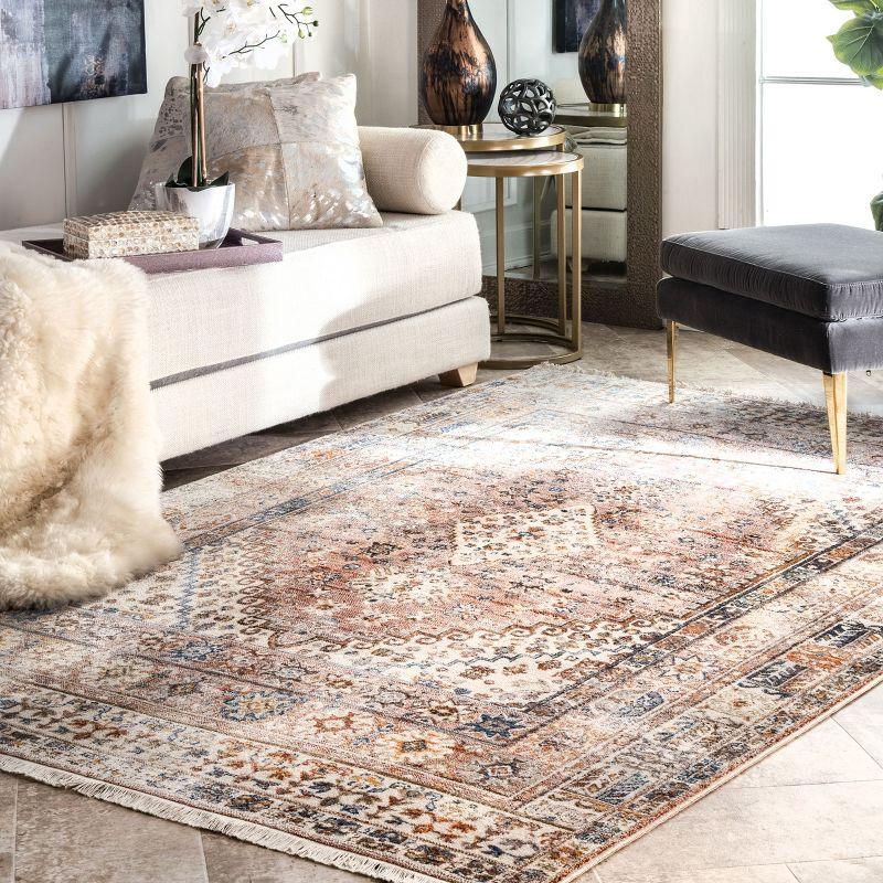 Farley Khaki Medallion Synthetic 5' x 7' Area Rug