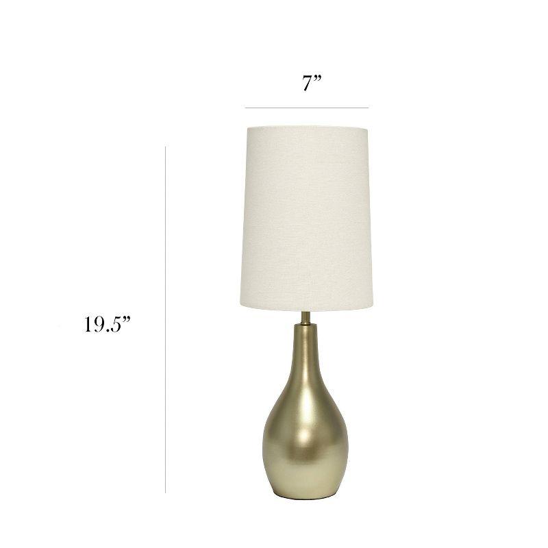1 Light Tear Drop Table Lamp Gold - Simple Designs: Bedside, No Assembly Required, UL Listed, Cotton Shade