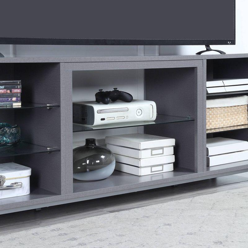 Modern Brighton 65'' Gray TV Stand with Glass Shelving