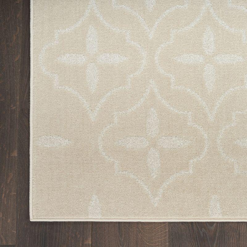 Nourison Essentials Moroccan Modern Indoor Outdoor Rug Ivory Beige 6' x 9'