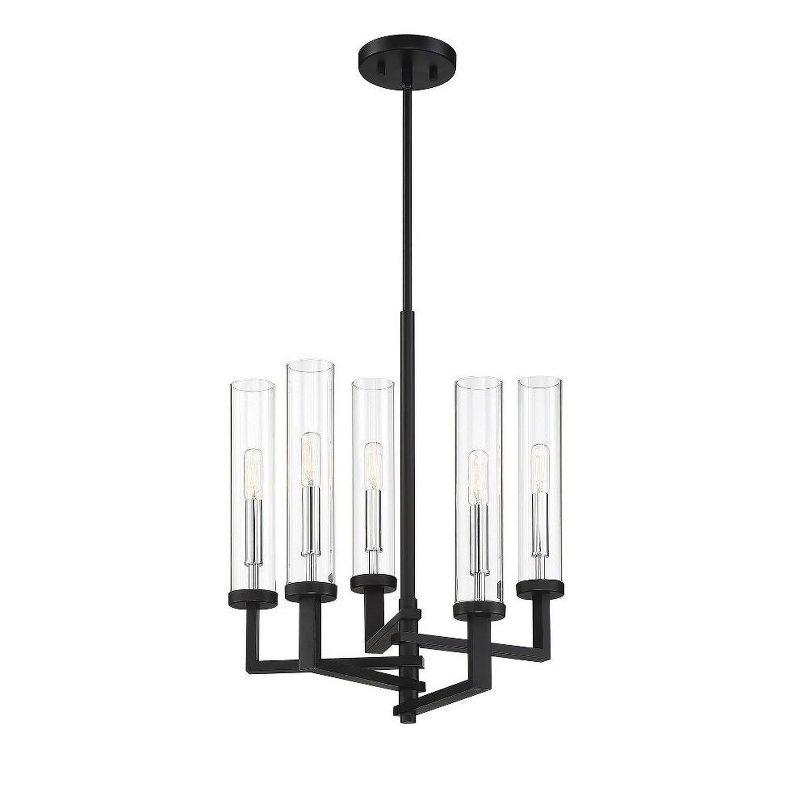 Savoy House Folsom 5 - Light Chandelier in  Matte Black/Polished Chrome