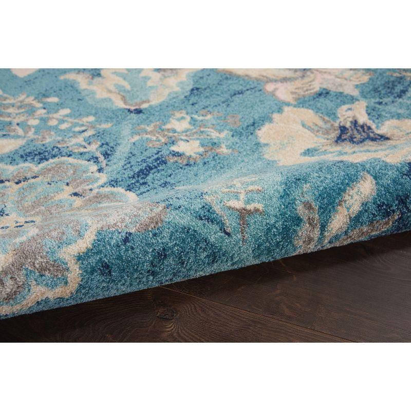 Nourison Tranquil 6' X 9' Turquoise Area Rug French Country Eclectic Floral by Nourison
