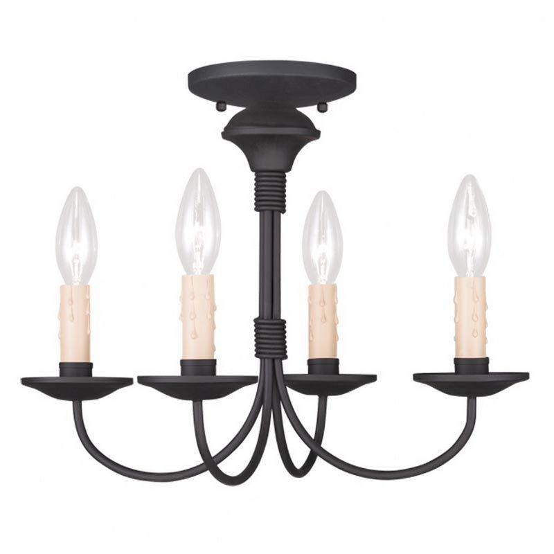 Black 4-Light Mini Chandelier with Candelabra Bulbs