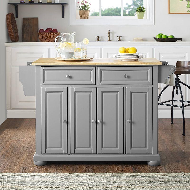 Gray and Natural Wood Top Kitchen Island with Storage