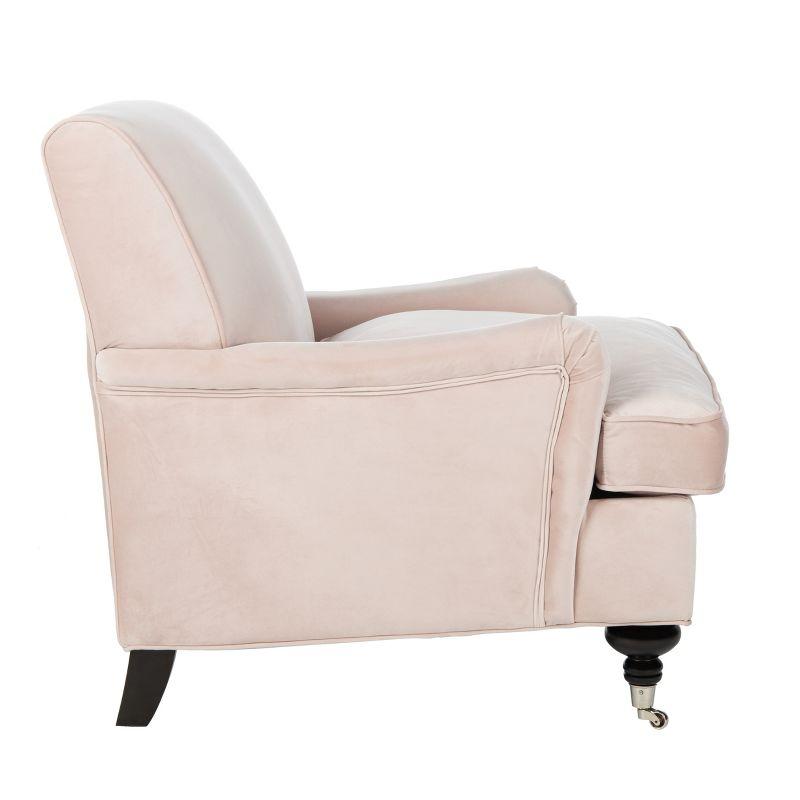 Blush Pink Velvet Contemporary Arm Chair with Espresso Birch Legs