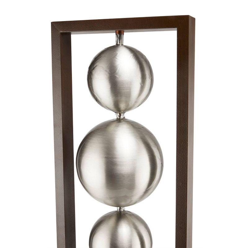 55" Metal Modern Column Fountain with Stainless Steel Orbs Silver/Brown - Alpine Corporation: Electric-Powered
