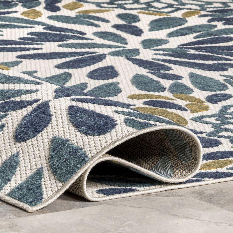 Nuloom Monique Floral & Paisley 5x8 Indoor/Outdoor Area Rug for Living Room Patio Deck Front Porch Kitchen, Teal/Ivory