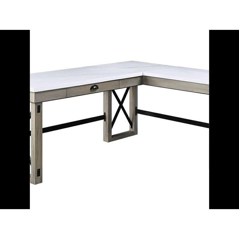 67" Talmar Marble Top Writing Desk with File Drawer, Wood Base - Acme Furniture