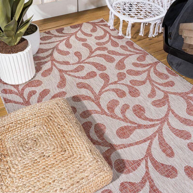 8'x10' Vine All Over Indoor/Outdoor Area Rug, Red/Beige - JONATHAN Y