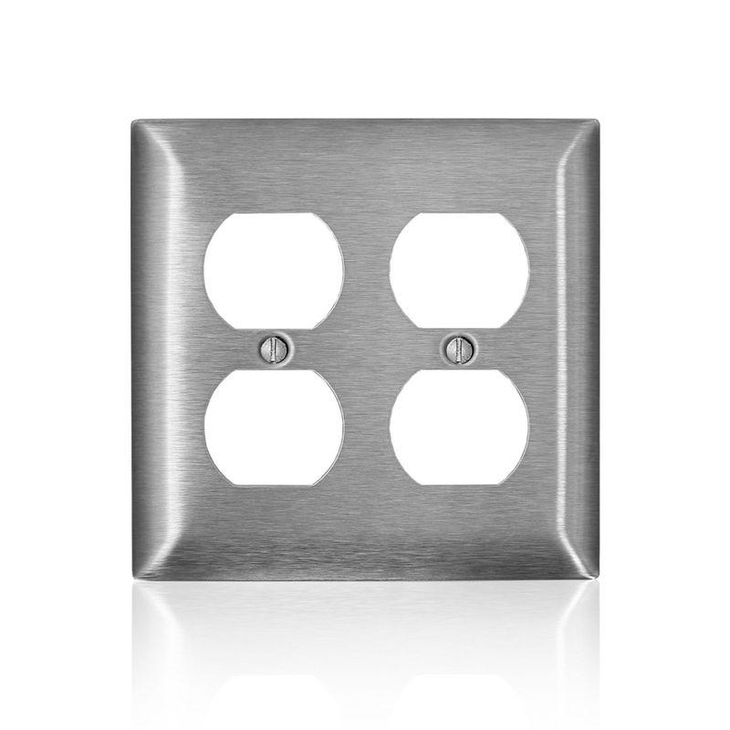 Leviton Satin Silver 2-Gang Stainless Steel Duplex Wall Plate