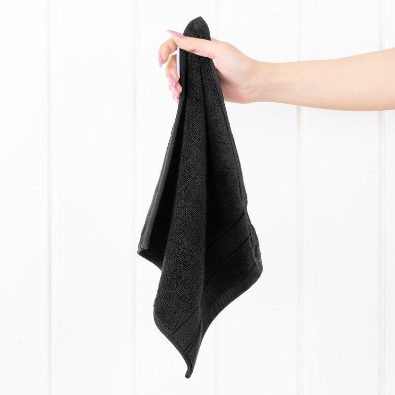 American Soft Linen Salem 4 Pack Washcloth Set, 100% Cotton Washcloth Hand Face Towels for Bathroom and Kitchen, Black