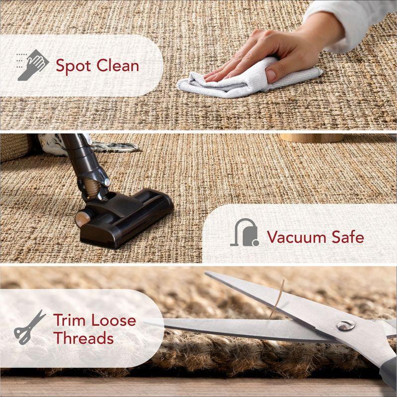 Nuloom 4 Square Daniela Jute Tassel Hand Woven Indoor Area Rug, Natural, Solid Chunky Farmhouse Design, Natural Fiber BedroomLiving Room