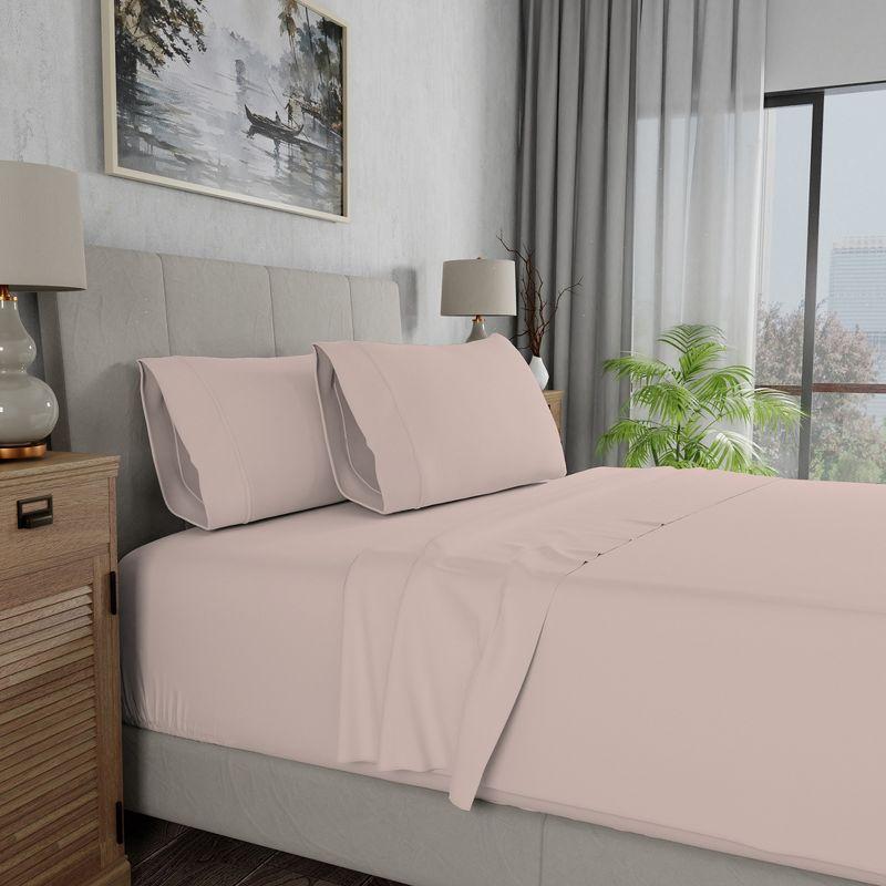 Blush Queen Cotton Percale Flat Sheet Set