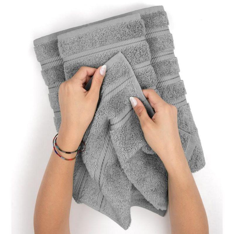 American Soft Linen 4 Pack Bath Towel Set, 100% Cotton, 27 inch by 54 inch Bath Towels for Bathroom, Rockridge Grey