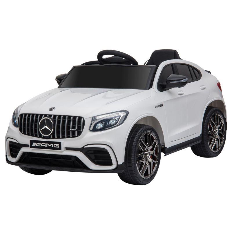 Aosom 12V Ride On Toy Car for Kids with Remote Control, Mercedes Benz AMG GLC63S Coupe, 2 Speed, with Music, Electric Light, White