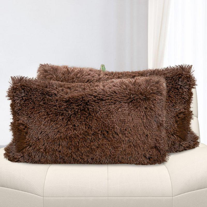 Cheer Collection Cheer Collection Shaggy Hair Decorative Throw Pillows (Set of 2)