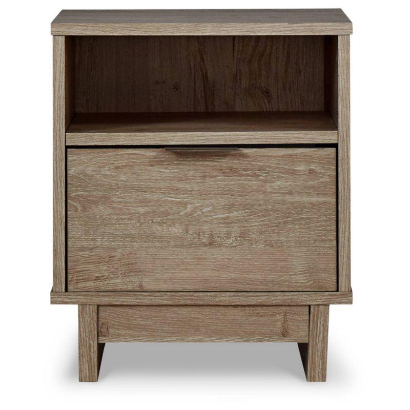 Oliah Nightstand Natural: Contemporary Design, Open Cubby, Laminated Surface - Signature Design by Ashley