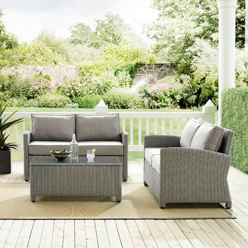 Bradenton Gray 3-Piece Outdoor Wicker Seating Set