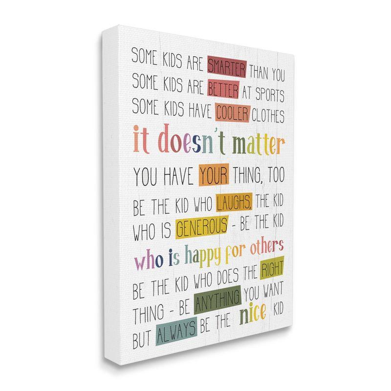 Be the Nice Kid Multicolor Canvas Quote Art Print