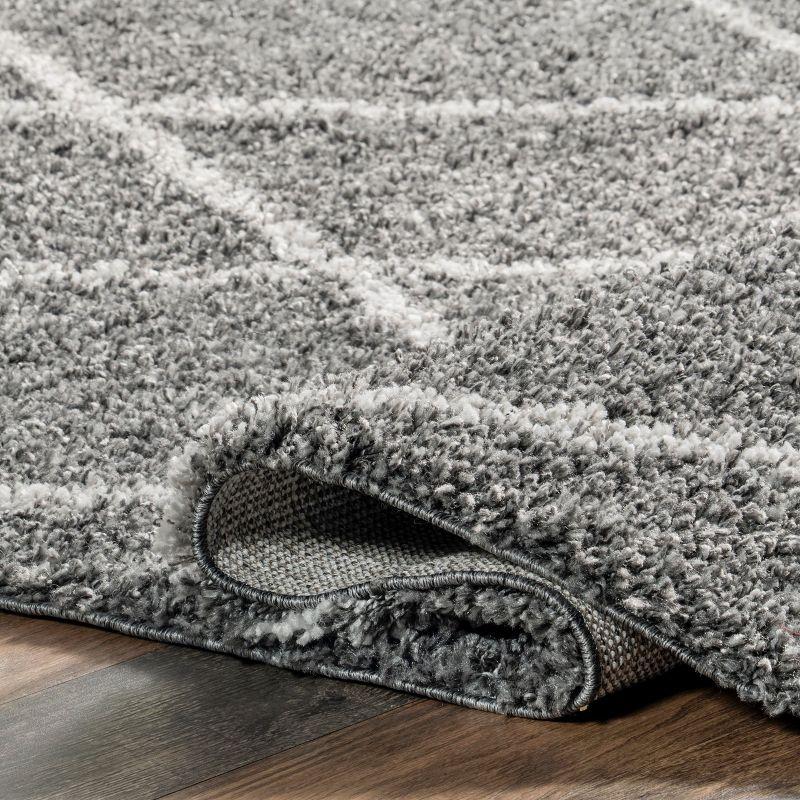 Nuloom Tess Trellis 5x8 Shag Indoor Area Rug for Living Room Bedroom Dining Room Nursery, Dark Grey/Ivory