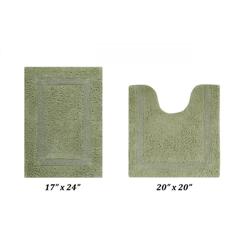 Better Trends Lux 100% Cotton Tufted Solid Reversible Bath Rug Set 2 PC (17" x 24" | 20" x 20") - Sage