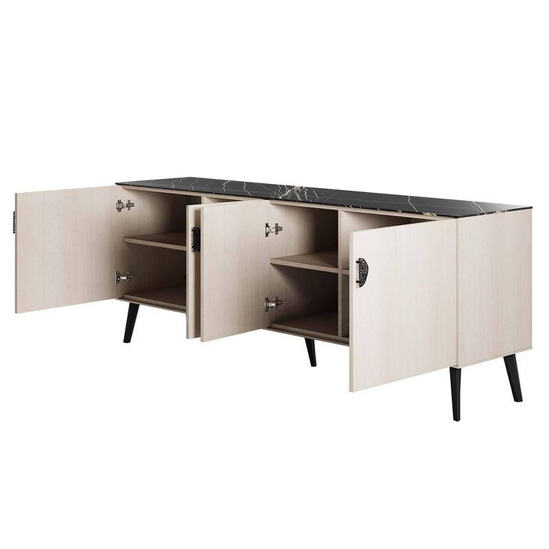 Manhattan Comfort 78.7" Haley Sideboard White/Black Marble