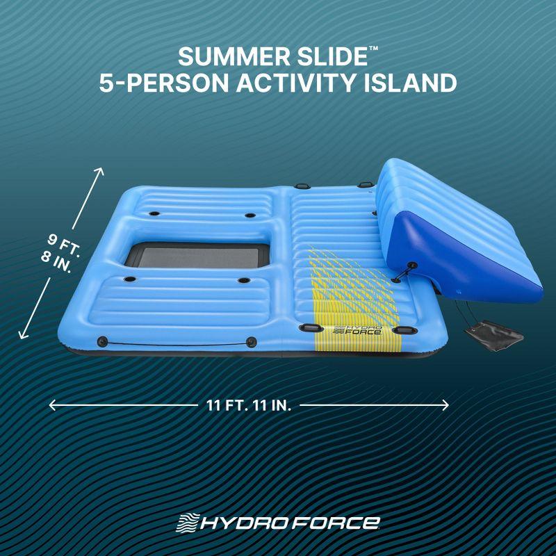 Bestway Hydro Force Detachable Summer Slide 5 Person Inflatable Activity Island with Cup Holders and Heavy Duty Handles for Easy Transport, Blue