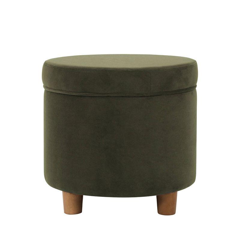 Round Storage Ottoman Loden Green - HomePop: Velvet Upholstered, Lift-Off Lid, Wood Legs, Bedroom & Living Room Furniture