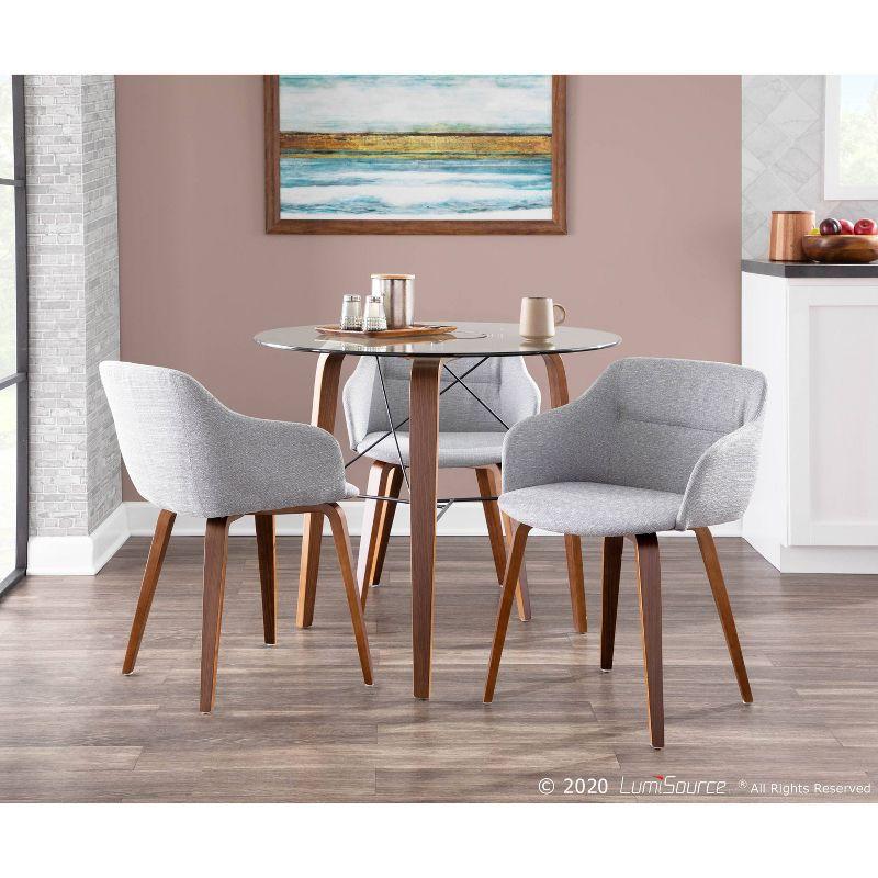 34" Trilogy Round Dining Table Walnut/Clear Glass - LumiSource: Mid-Century Modern Style, Seats 4
