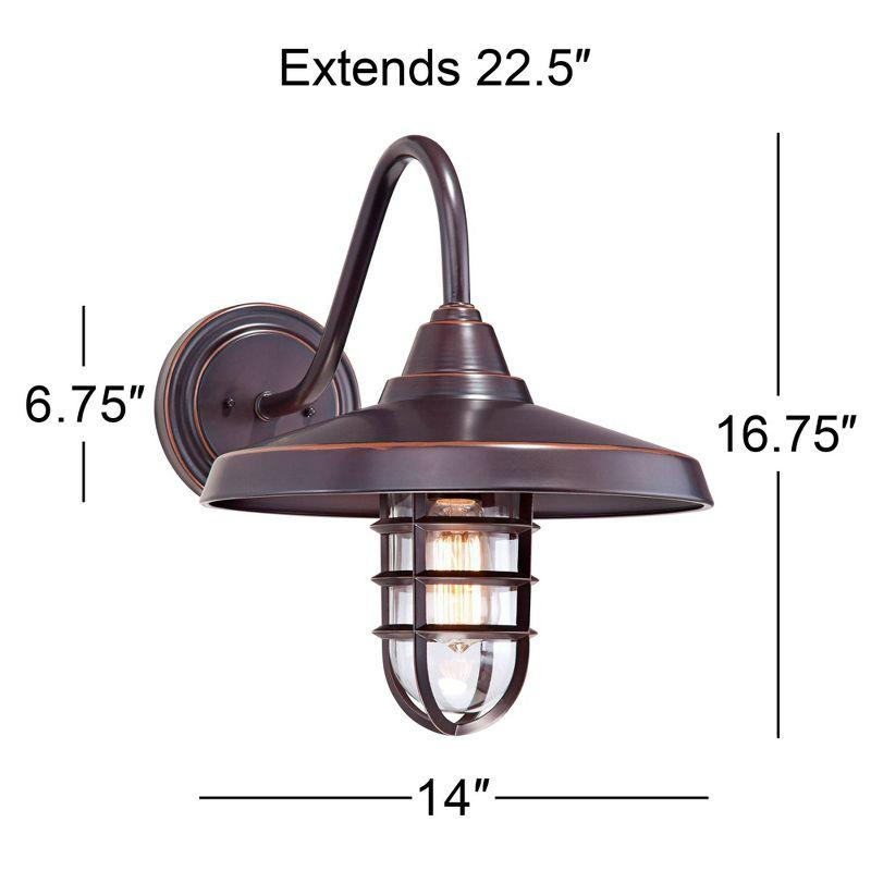 Bronze Industrial Outdoor Wall Light with Glass Shade