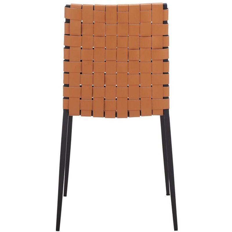 Cognac Leather & Black Metal Parsons Side Chair Set