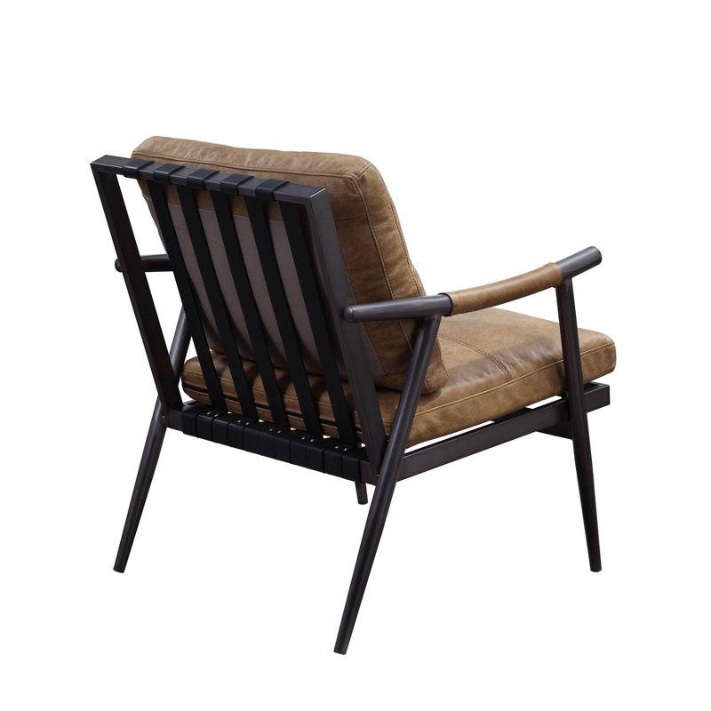 Anzan Chestnut Leather and Matte Iron Accent Chair