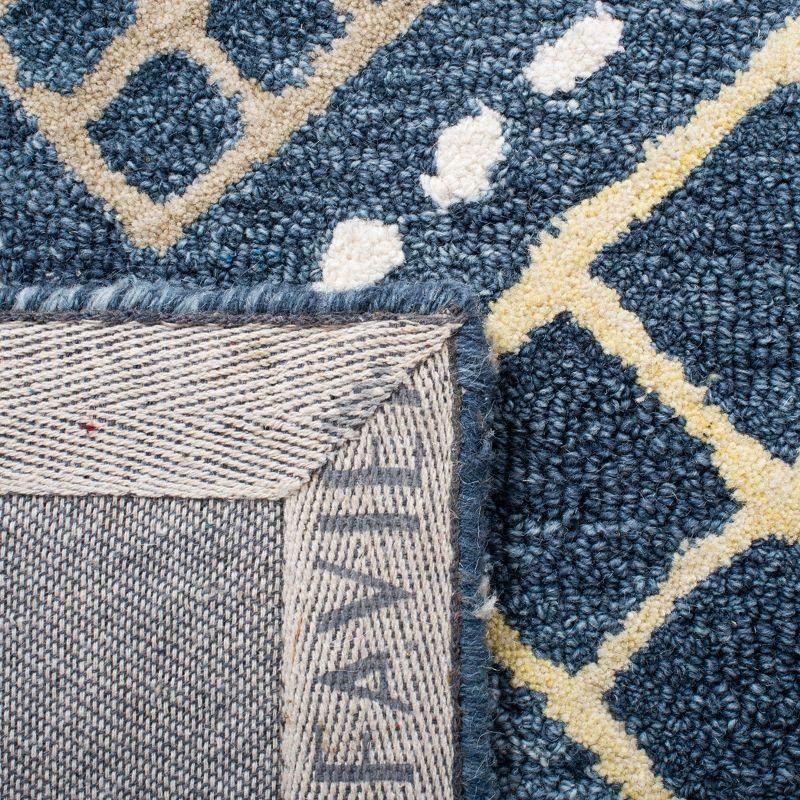 Blue and Yellow Hand-Tufted Wool Square Rug