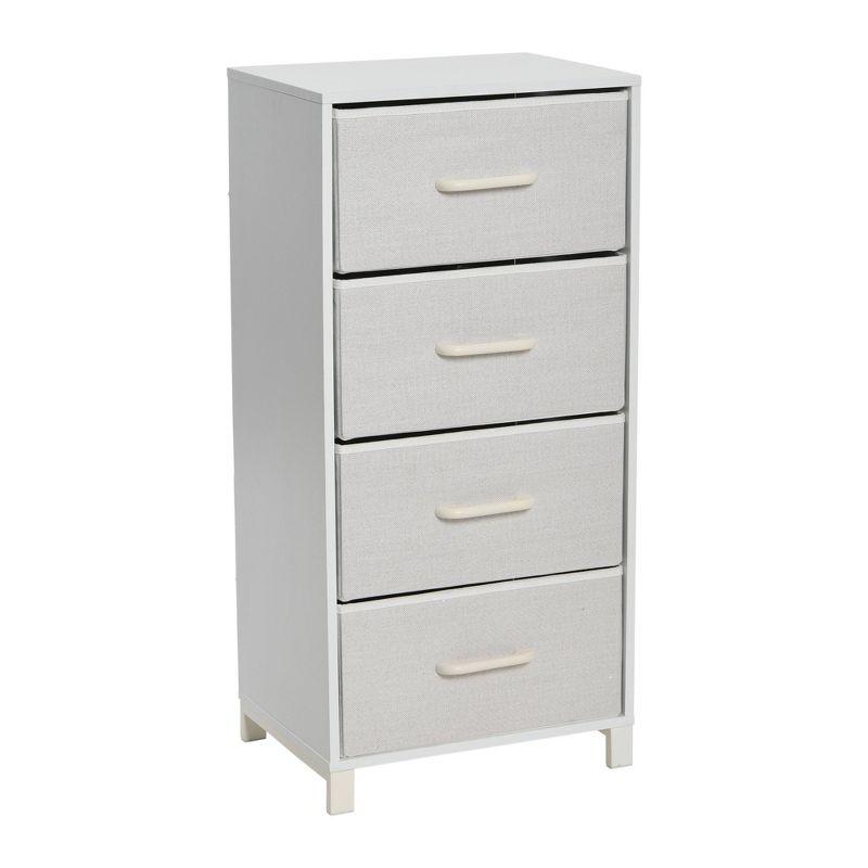 Scandinavian White 4-Drawer Storage Chest with Light Wood Accents