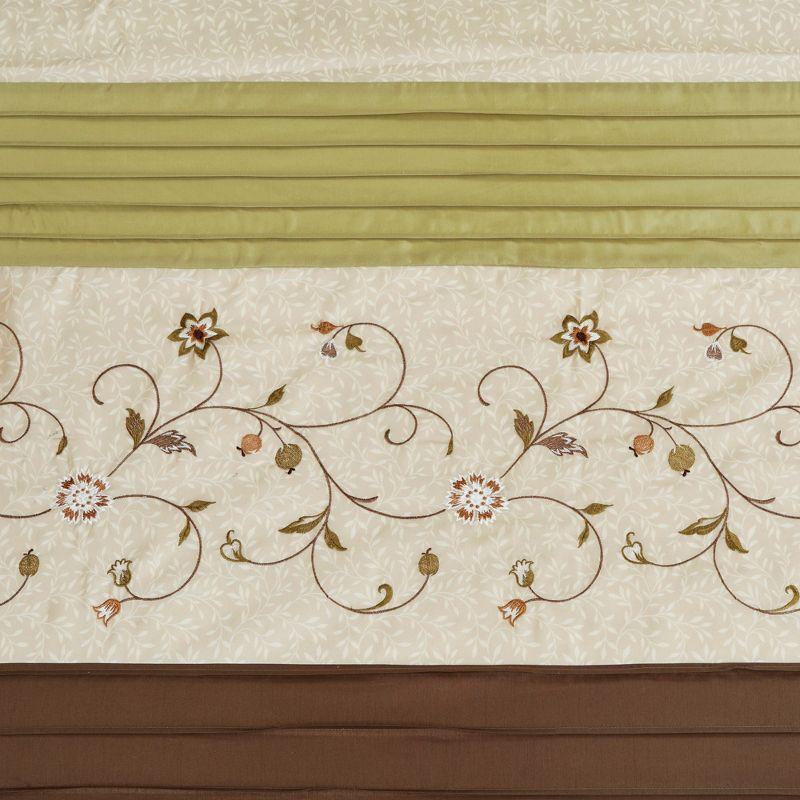 Madison Park Serene Faux Silk Embroidered Floral Shower Curtain