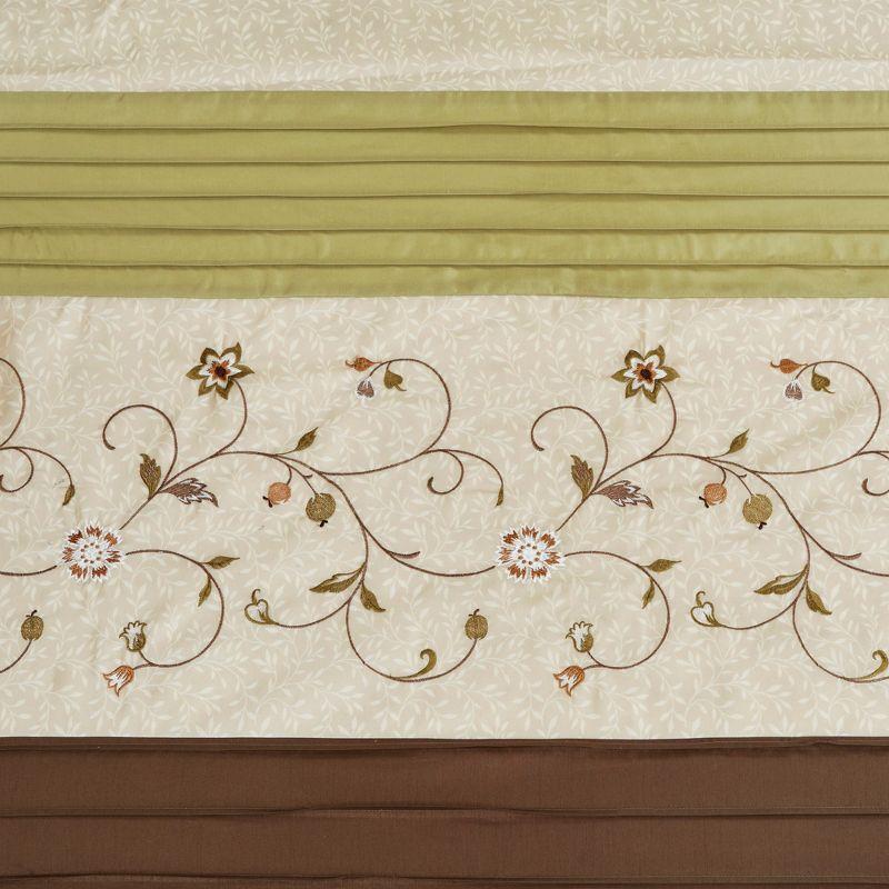 Serene Faux Silk Embroidered Floral Shower Curtain