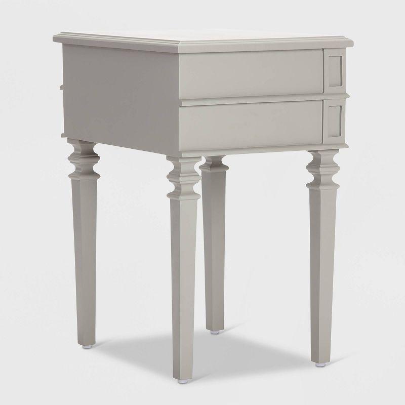 Irving Side Table with 2 Drawers Gray - Finch: Sturdy Wooden End, No Assembly Required