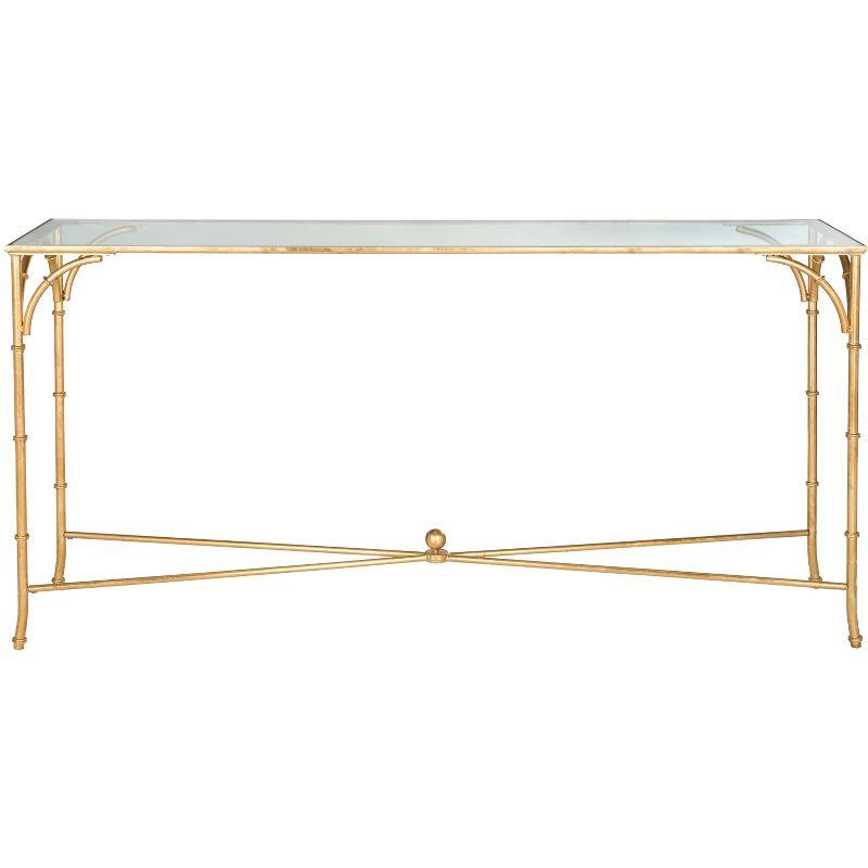 Maurice Gold and Glass X-Base Hallway Table