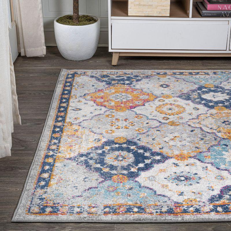 Bohemian Vintage Medallion 4' x 6' Blue Synthetic Area Rug