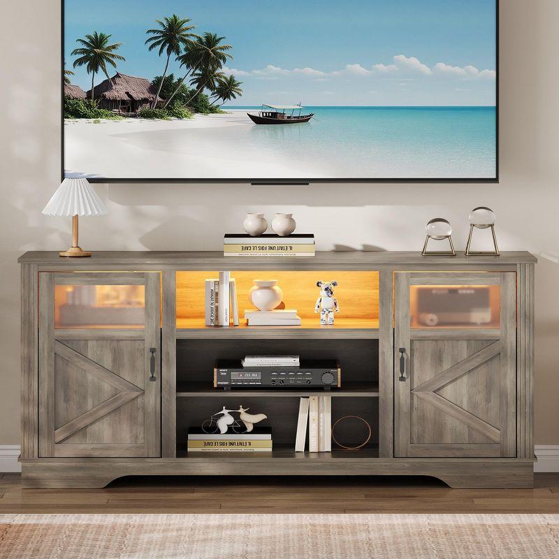 Wrought Studio™ Farmhouse TV Stand With LED Lights, Entertainment Center For 65/60/55 Inches Televisions