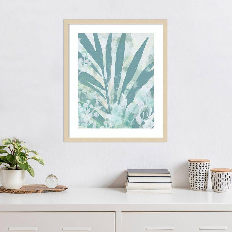 Aqua Palms II Abstract Botanical Framed Wall Art in Svelte Natural