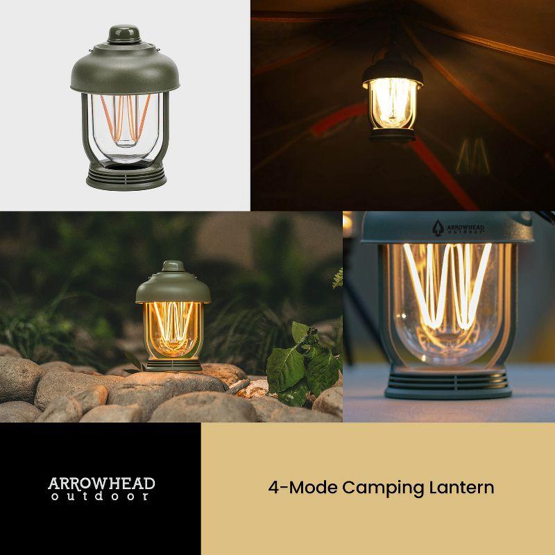 Arrowhead 280-Lumen 6-In. 4-Lighting-Modes Rechargeable LED Camping Lantern in Green