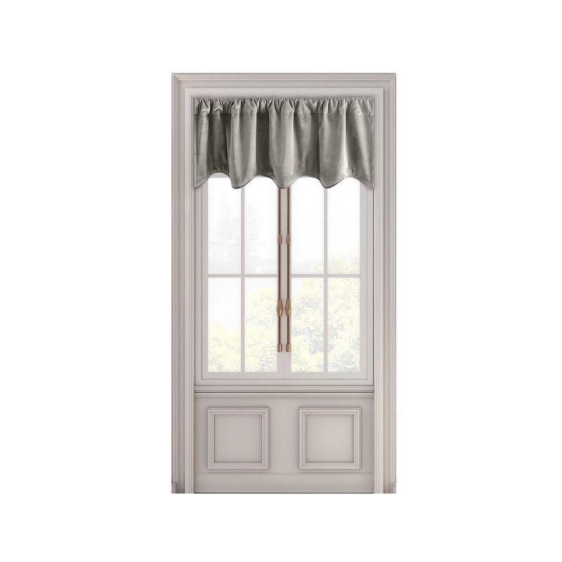 Slate Grey Velvet Scalloped Valance with Blackout Lining