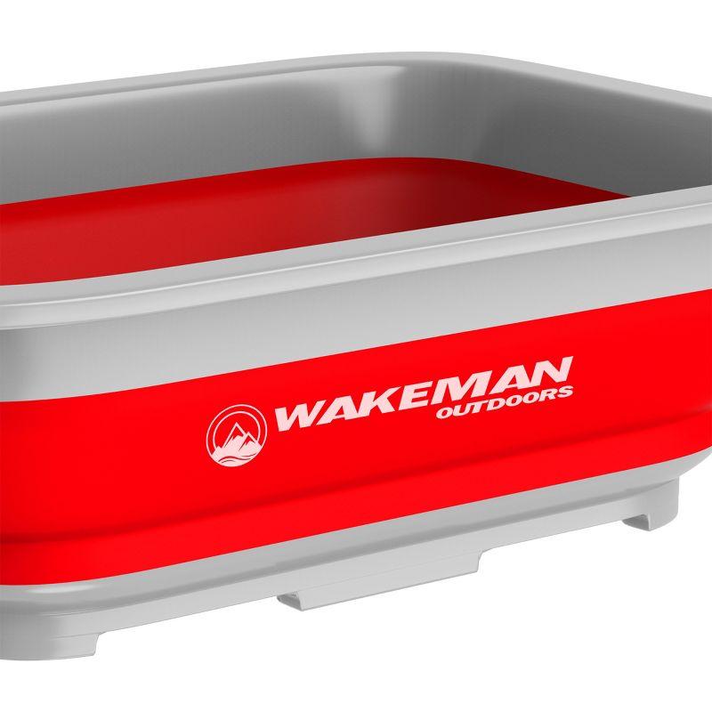 Collapsible Multiuse Wash Bin - Portable Wash Basin/Dish Tub/Ice Bucket with 10 L Capacity for Camping, Tailgating, More by Wakeman Outdoors (Red)