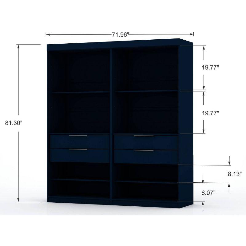 Tatiana Midnight Blue Contemporary Open Wardrobe with Drawers