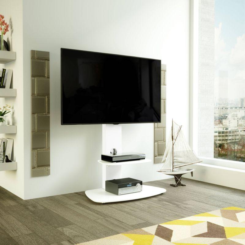 Lucerne White TV Stand with Mount and Shelves for 32-65" TVs