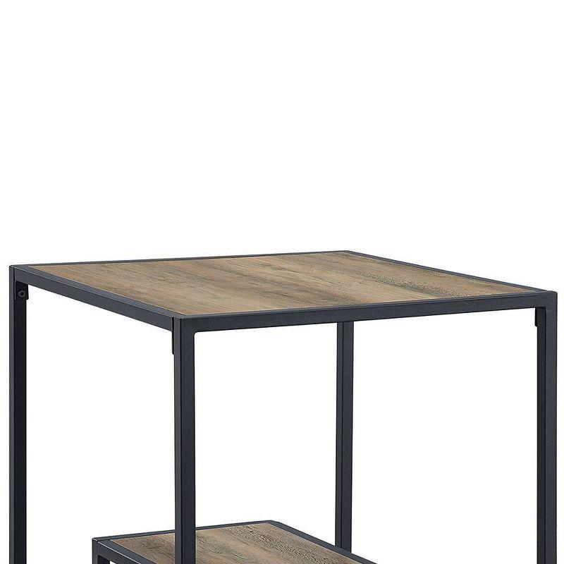 Idella 22" Accent Tables Rustic Oak and Black - Acme Furniture: Sturdy Metal Frame, Open Shelf